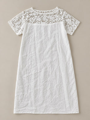White shift dress with knee-length and pullover