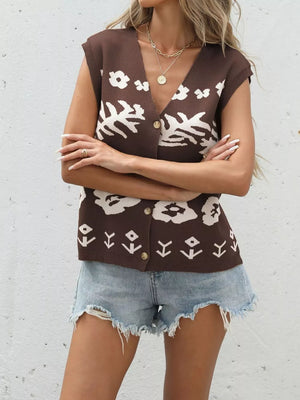 sweater vest featuring floral in black with 100% Viscose Care instructions: Machine wash cold texture
