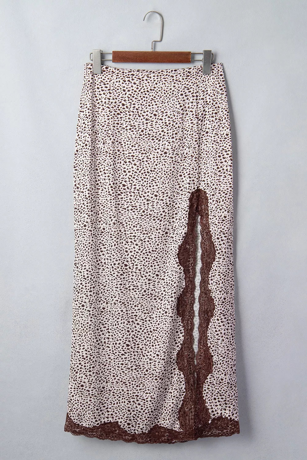97% polyester, 3% elastane Care instructions: Machine wash cold maxi skirt in Mocha with straight silhouette