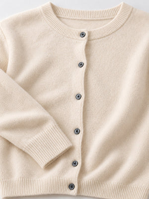 classic cardigan in Denim Blue with crew neck