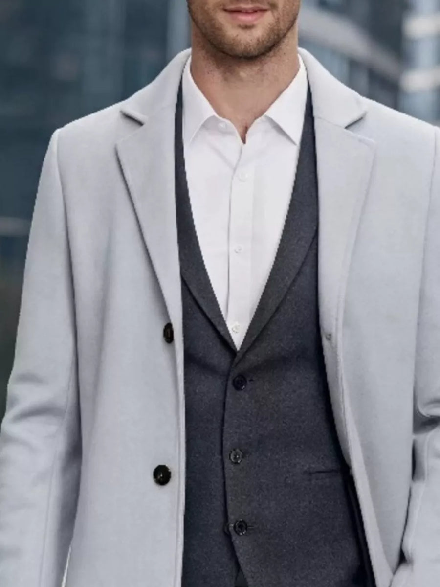 95%polyester,5%spandex Care instructions: Machine wash cold overcoat in Light Gray with slim silhouette