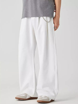 White Men S Wide Leg Casual Pants
