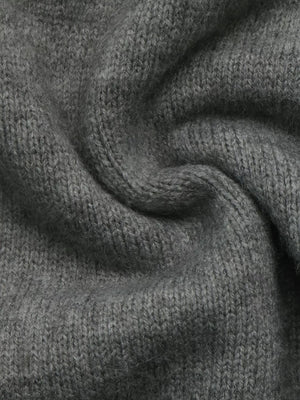 pullover sweater in light gray with dropped shoulder and hip-length
