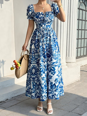 100% polyester Care instructions: Machine wash cold maxi dress in Blue with A-line silhouette