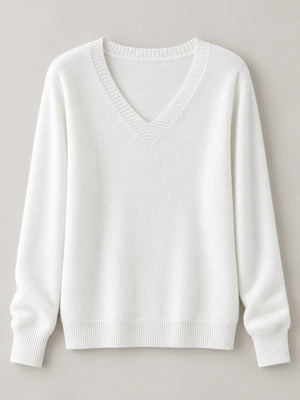 Nylon and viscose blend v-neck sweater in Pink with relaxed silhouette