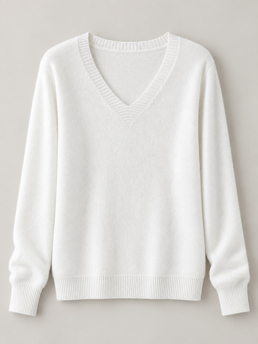 Nylon and viscose blend v-neck sweater in Pink with relaxed silhouette