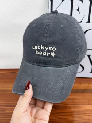 Bear Embroidered Baseball Cap in Khaki Color
