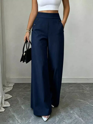 High-waisted Wide-leg Pants in Cream