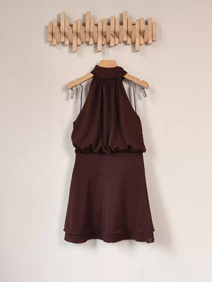 modern mini dress in White with halter