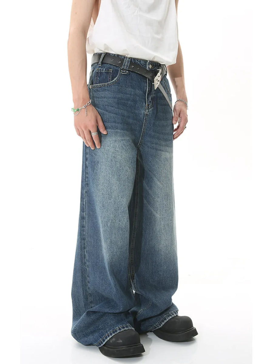 Men S Full Size Vintage Wash Wide Leg in Light Blue