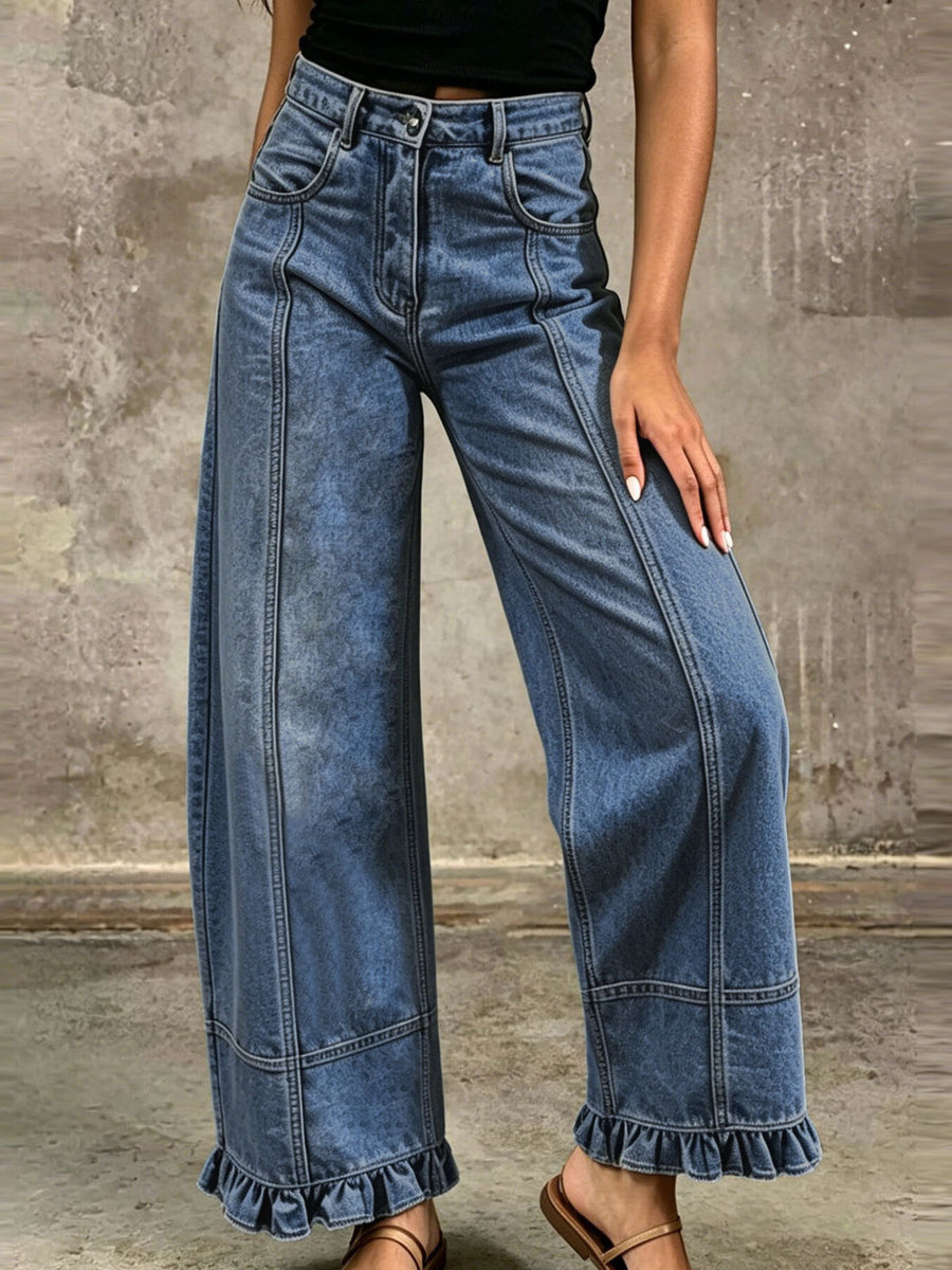 jeans in Tan with buttoned and full-length