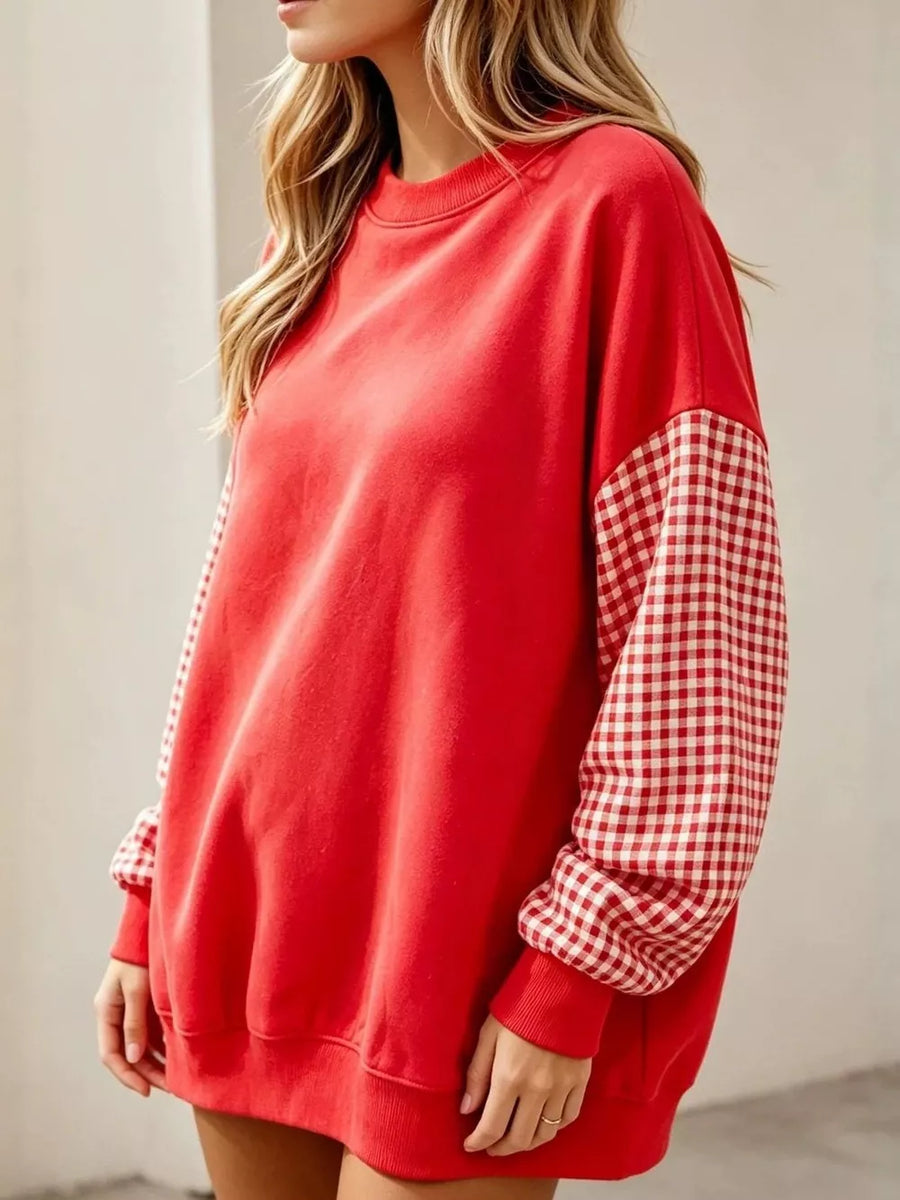 Navy Blue sweatshirt with tunic-length and pullover