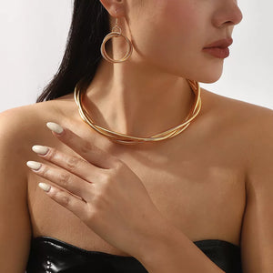 18K Gold-Plated, Iron, Silver-plated Care instructions: Avoid wearing during exe jewelry set in Silver with layered