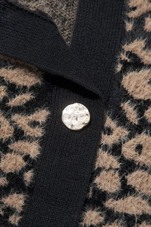 Leopard Print Knit Sleeveless Sweater Vest option 7
