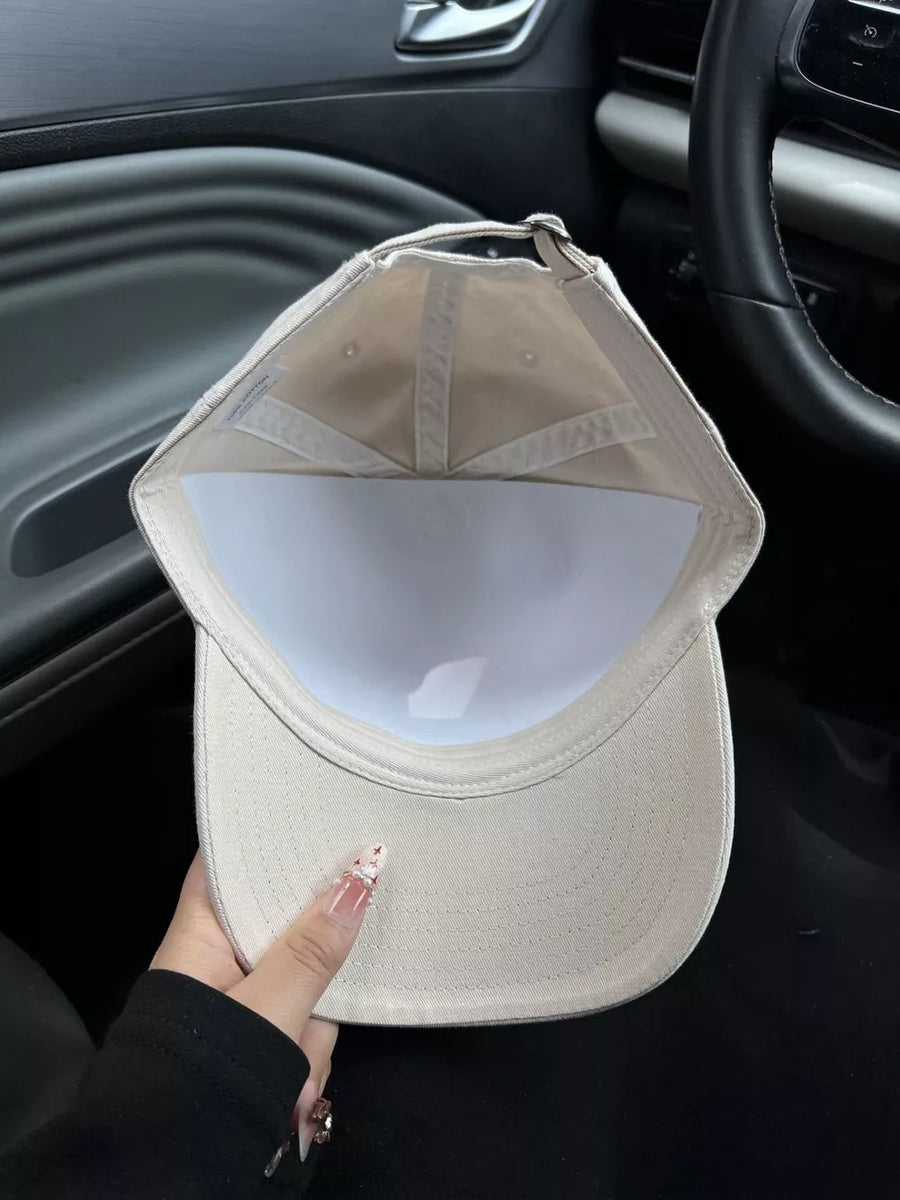 Khaki Color Collegiate Embroidered Cotton Baseball Cap