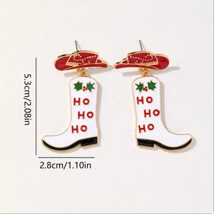 earrings in white with graphic and dangle