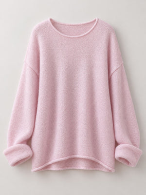 Oversized Knit Sweater in Coffee with openwork