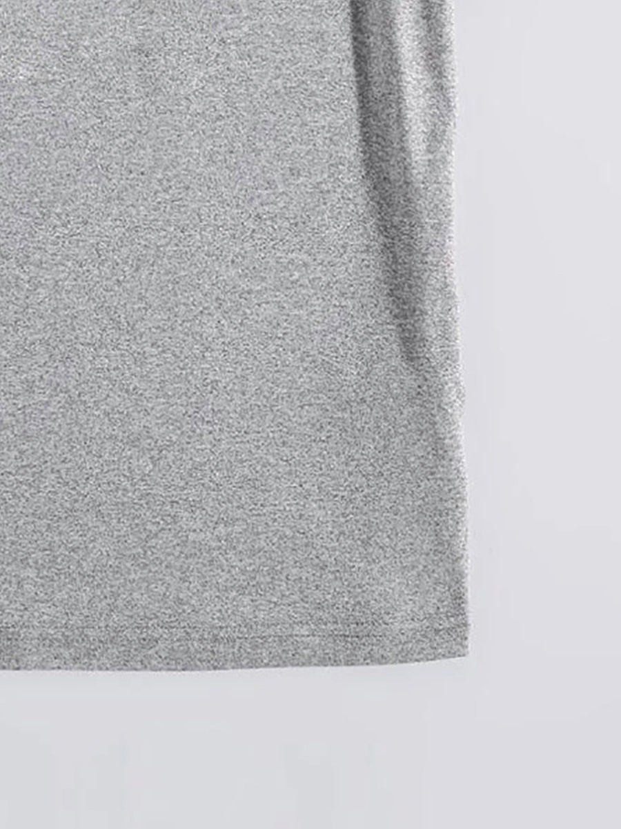 Gray oversized graphic tee with a heathered texture.