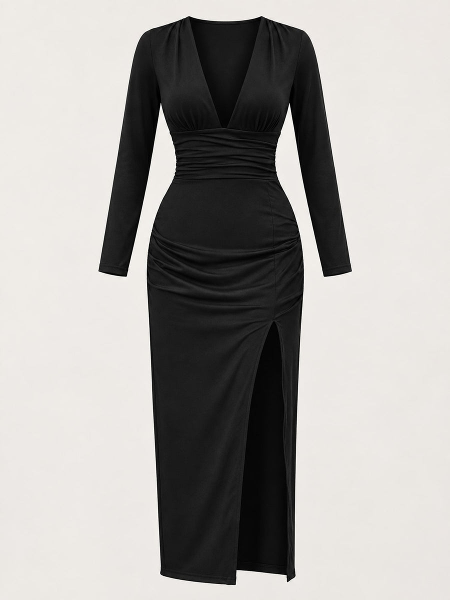 Polyester and spandex blend bodycon dress in White with bodycon silhouette