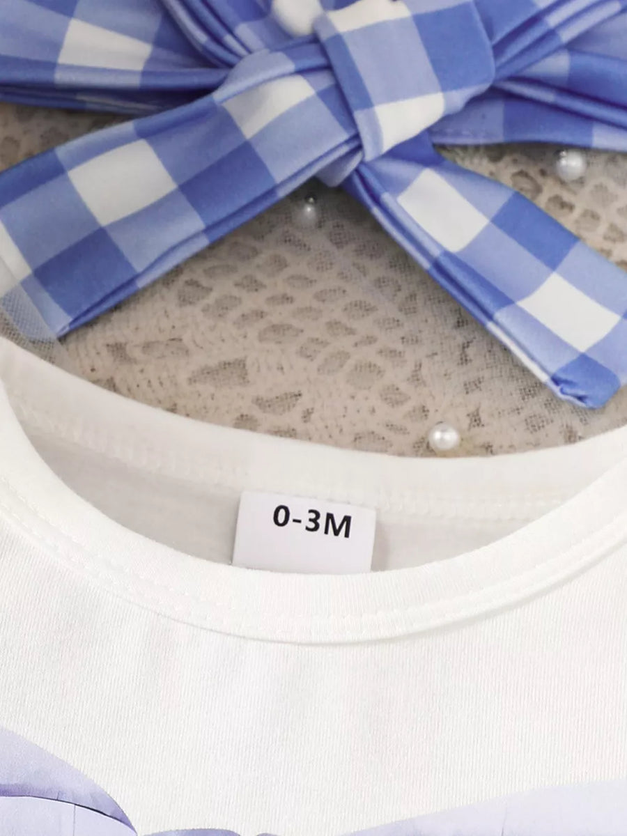 Children's Ruffled Bow Bodysuit And Pants Set in White