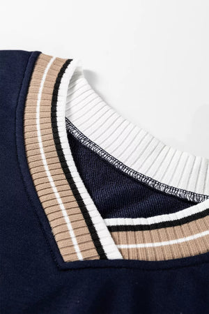 navy blue regular sweatshirt with v-neck