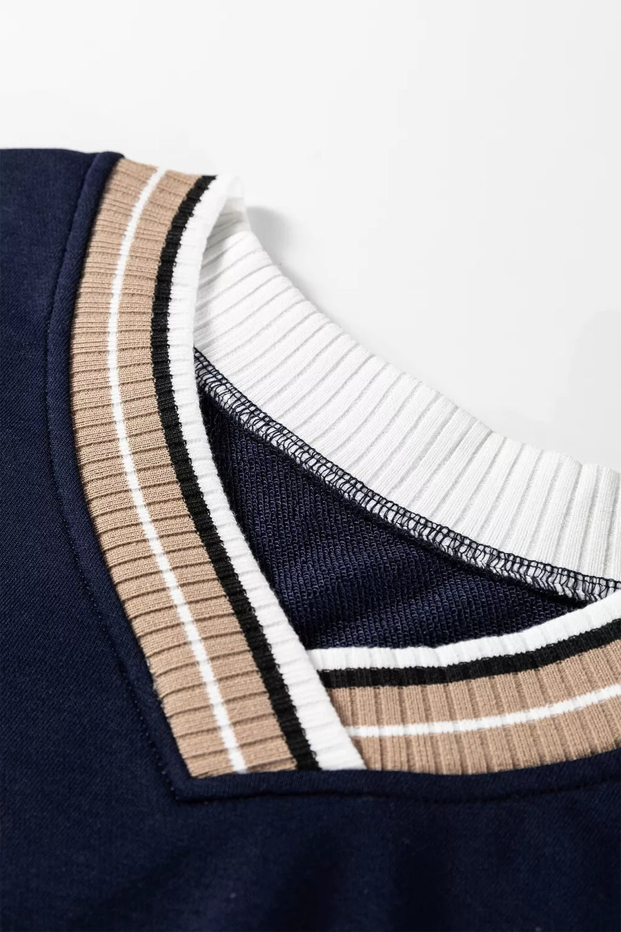 navy blue regular sweatshirt with v-neck