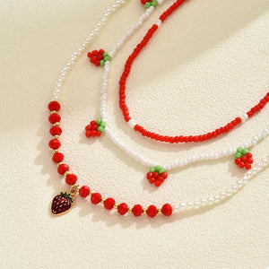 Red necklace with choker and clasp