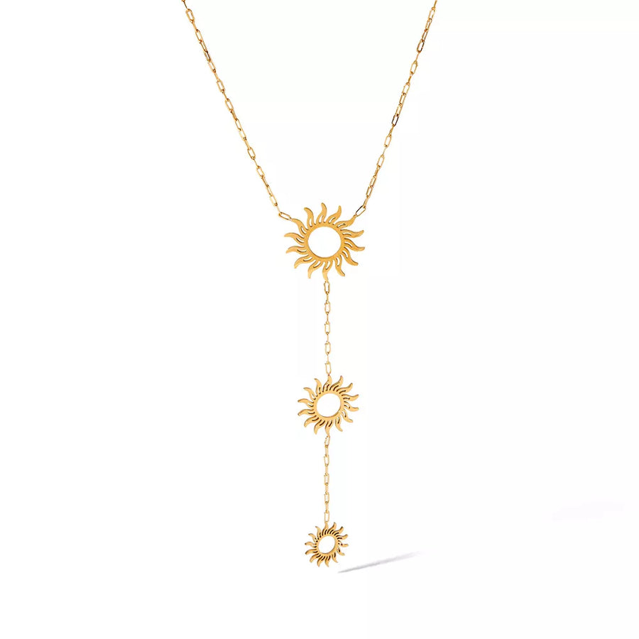 necklace featuring sun motif in Gold with 18K Gold-Plated, Stainless Steel, Titanium Steel Care instructions: Avoid wearin