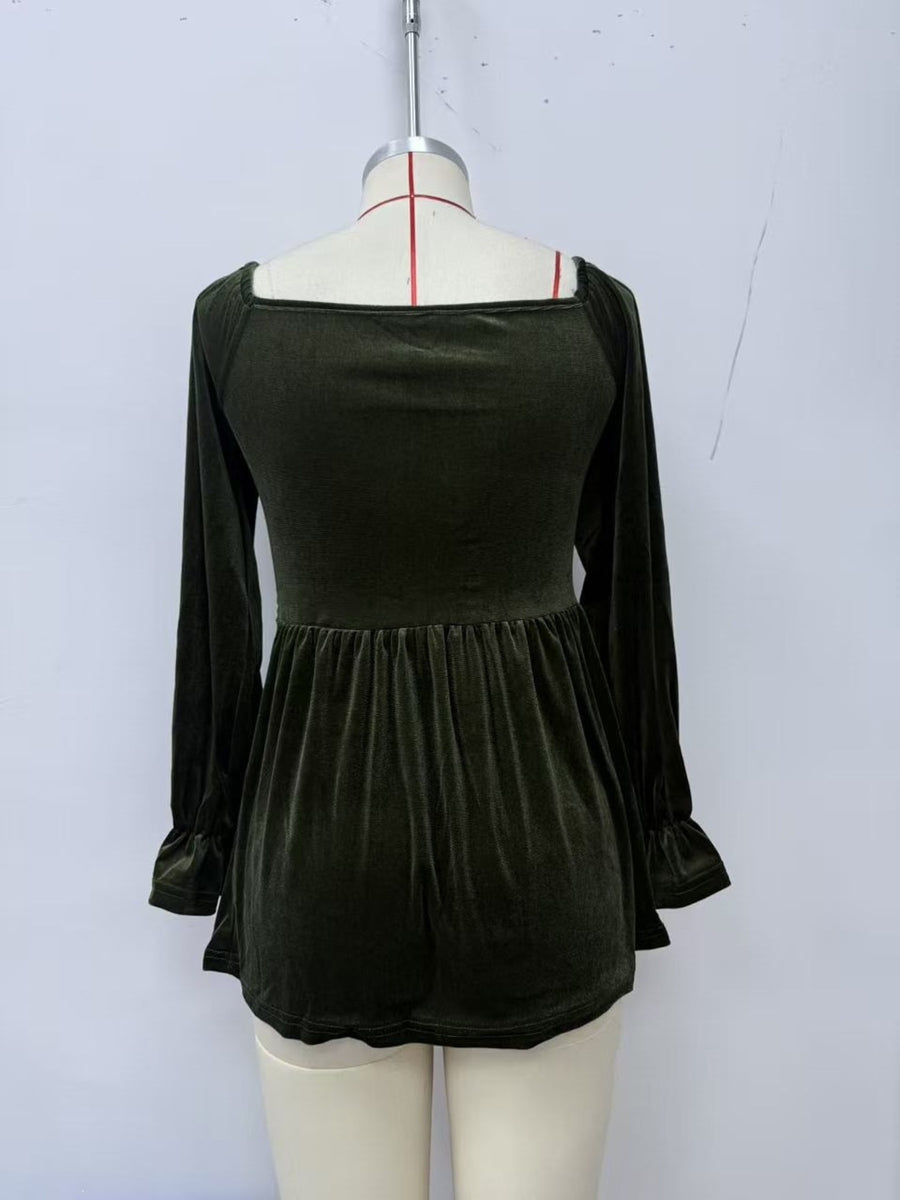 100% polyester Care instructions: Machine wash cold peplum top in Black with flared silhouette