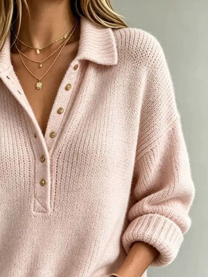 classic pullover sweater in Green with collared