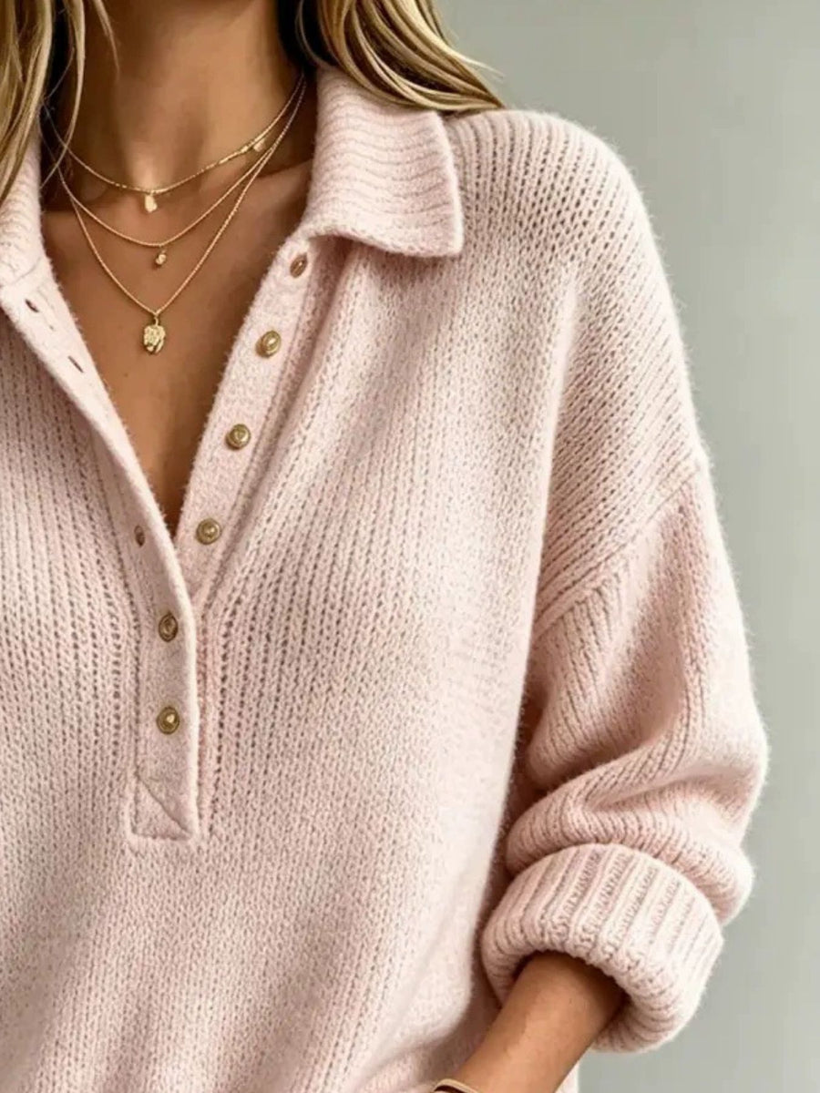 classic pullover sweater in Green with collared