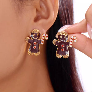 gold earrings with post-back and novelty