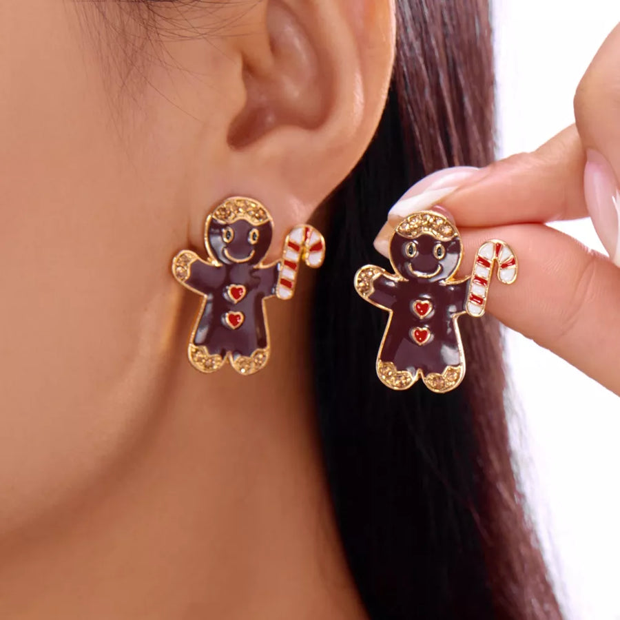 gold earrings with post-back and novelty