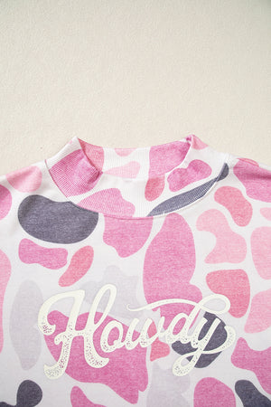 sweatshirt in hot pink with camo and stretchy