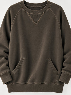 Mocha relaxed sweatshirt with crew neck