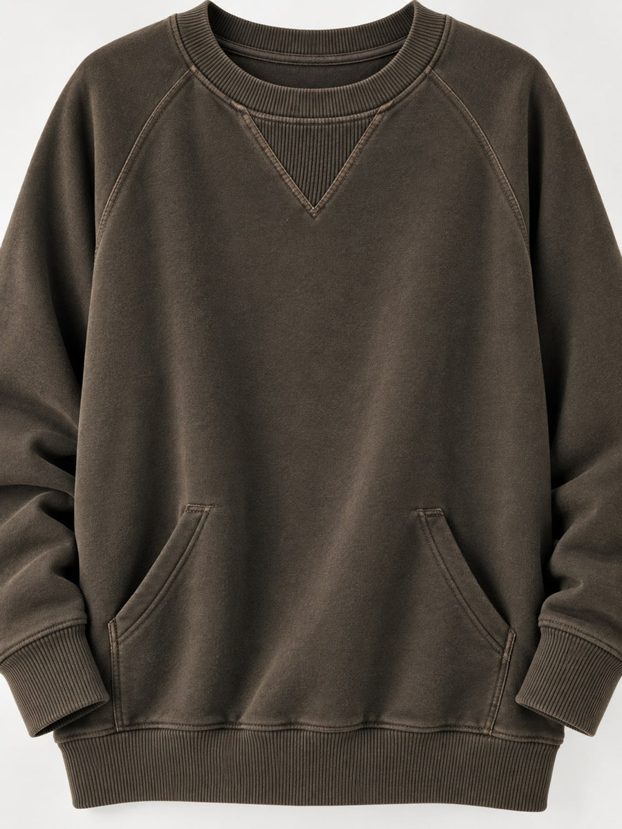 Mocha relaxed sweatshirt with crew neck