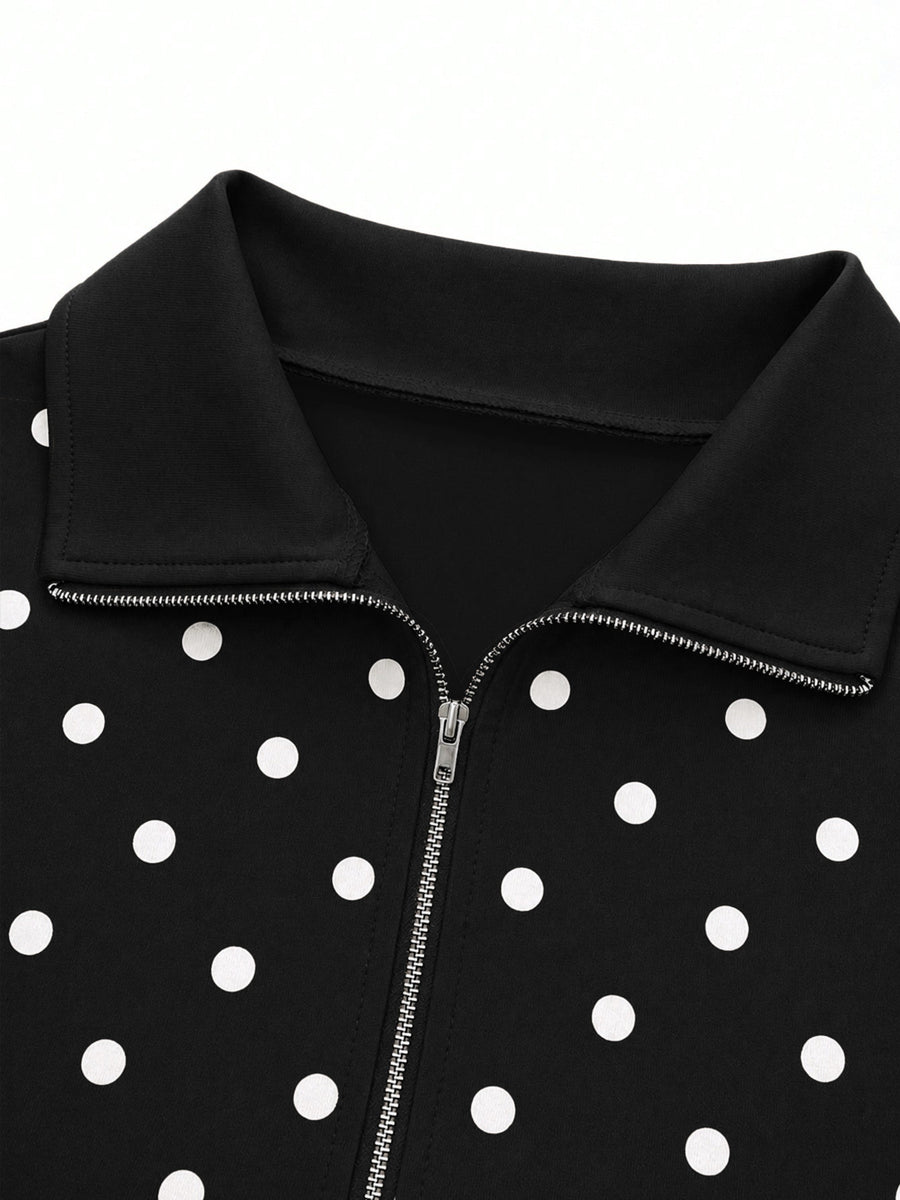 sweatshirt in Black with collared and long sleeve