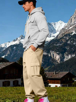 Tan tracksuit with kangaroo pocket and long sleeve