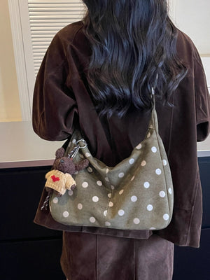 handbag featuring polka dot in Green with Suede Imported Size &amp texture
