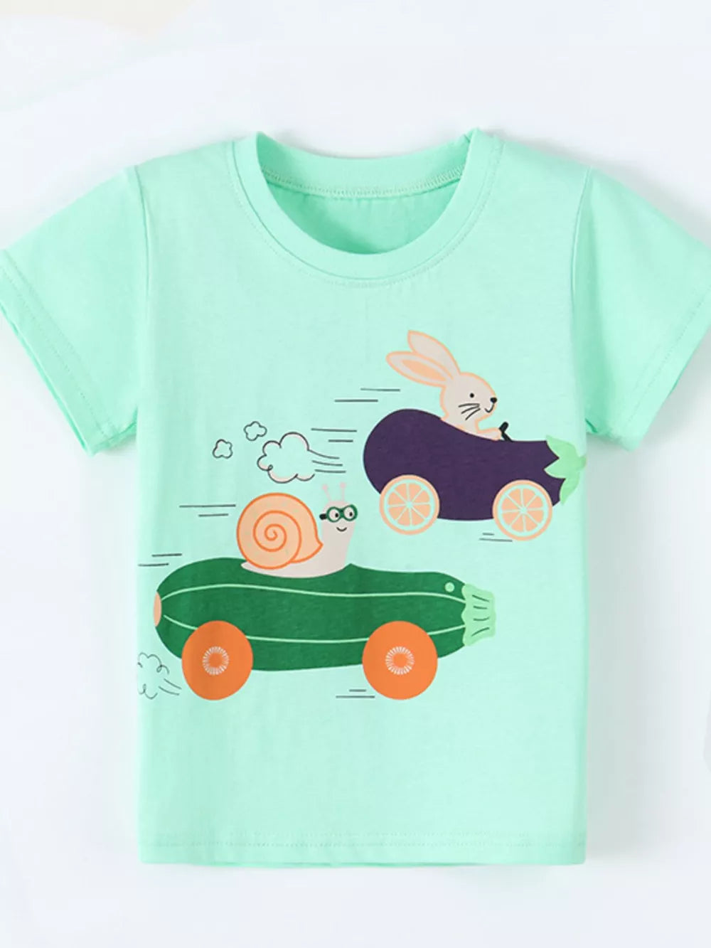 Children's Snail And Bunny Race Graphic T-shirt in this colorway