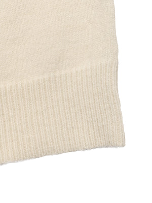 crewneck sweater in cream with stretch and hip-length