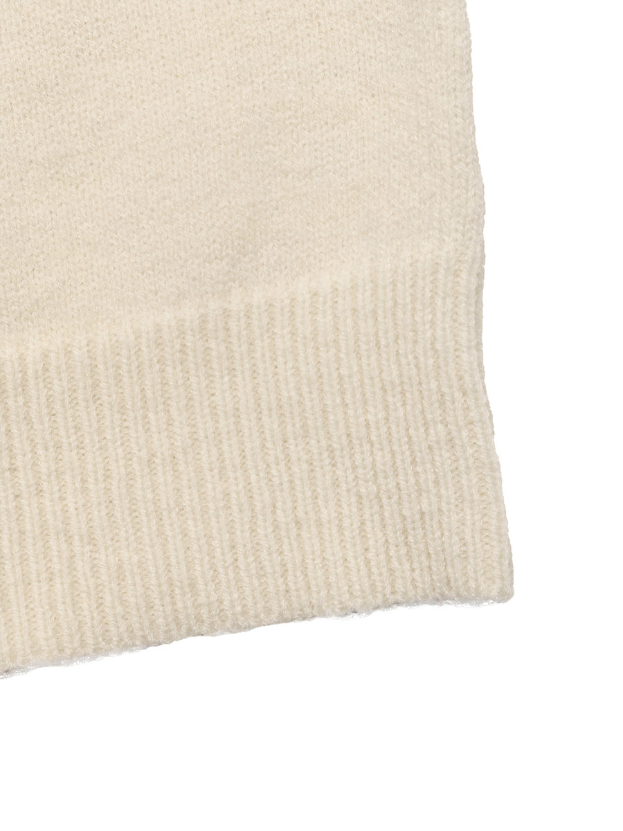 crewneck sweater in cream with stretch and hip-length
