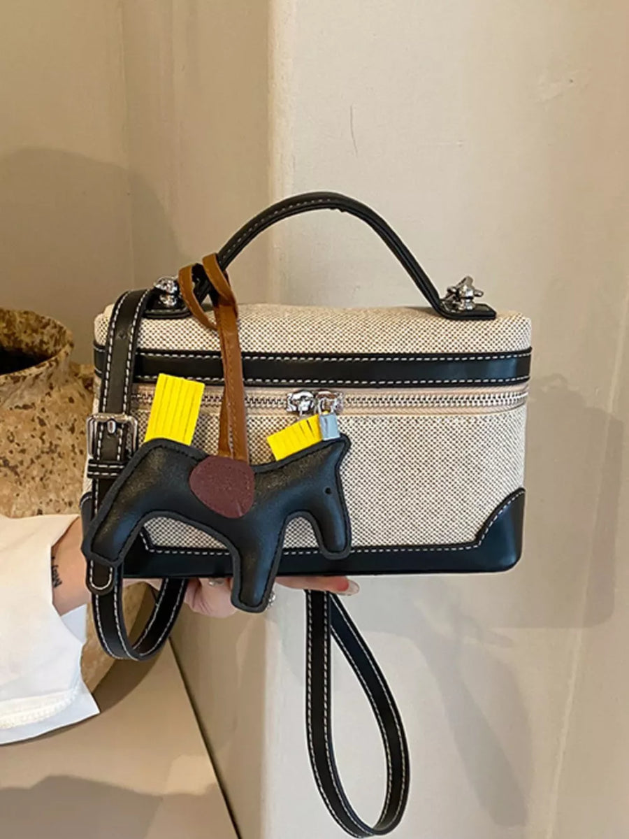 Black with Top Handle Detachable Strap Mini Handbag