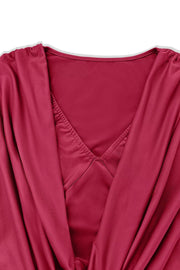 Ruched Cowl Neck Long Sleeve Mini Dress, view 21