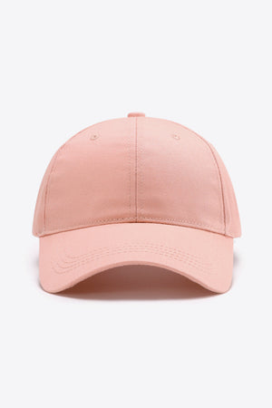 Blush pink cotton twill baseball cap with adjustable strap