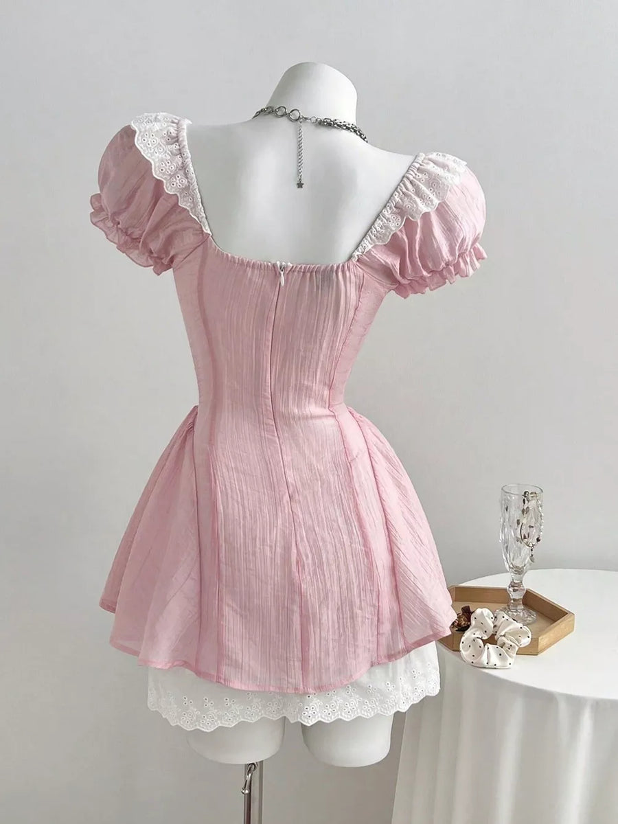 Lace Detail Cap Sleeve Mini Dress option 4