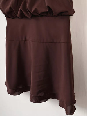 Sleeveless A-line Mini Dress in Brown with tiered