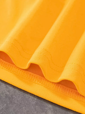 Orange cotton t-shirt with visible stitching detail