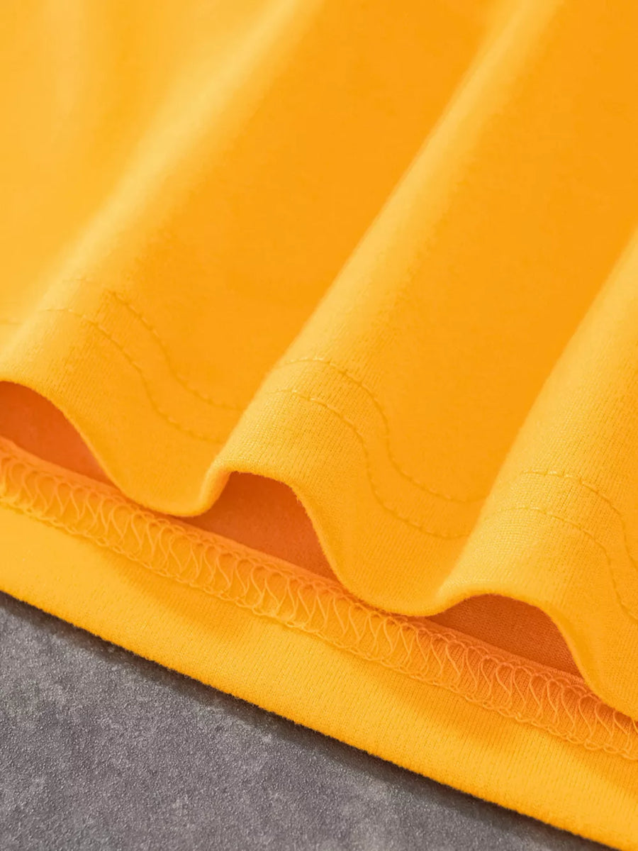 Orange cotton t-shirt with visible stitching detail