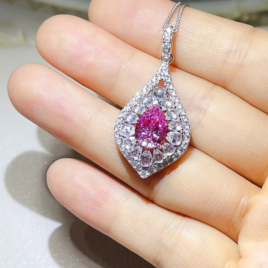 0.5 Carat Sterling Silver Teardrop Moissanite Necklace in this colorway